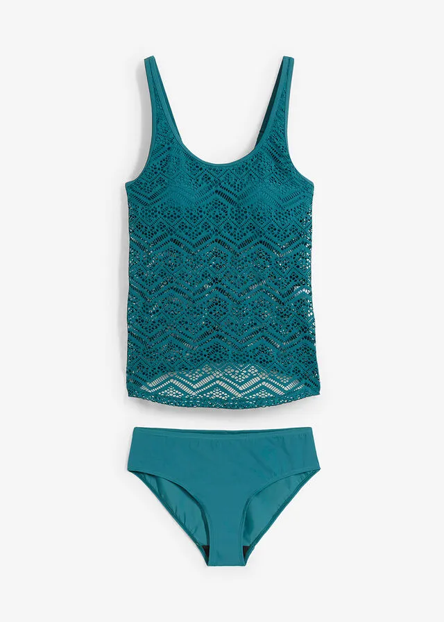 Tankini (2 piezas) con bolsillo para prótesis Azul petróleo